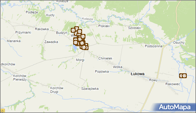 mapa Chmielek, Chmielek na mapie Targeo