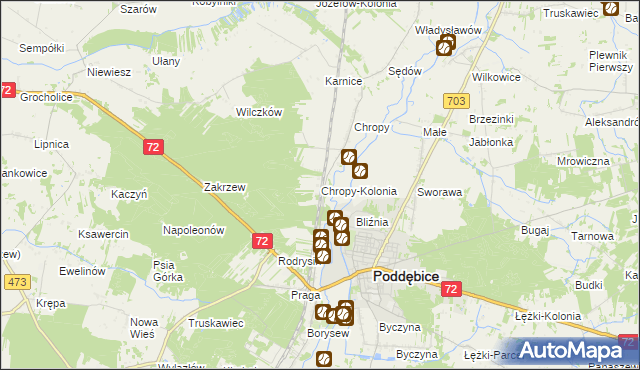 mapa Chropy-Kolonia, Chropy-Kolonia na mapie Targeo