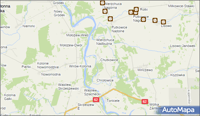mapa Chutkowice, Chutkowice na mapie Targeo