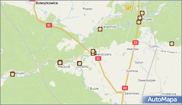 mapa Chwarszczany, Chwarszczany na mapie Targeo