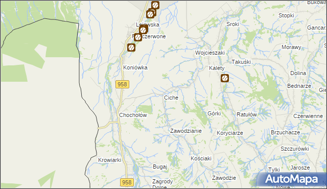 mapa Ciche gmina Czarny Dunajec, Ciche gmina Czarny Dunajec na mapie Targeo