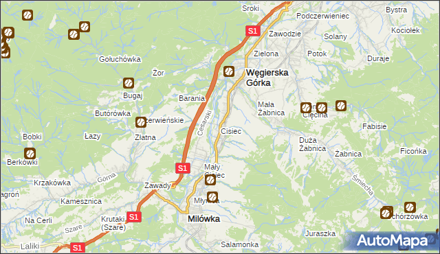 mapa Cisiec, Cisiec na mapie Targeo