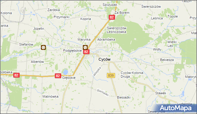 mapa Cyców, Cyców na mapie Targeo