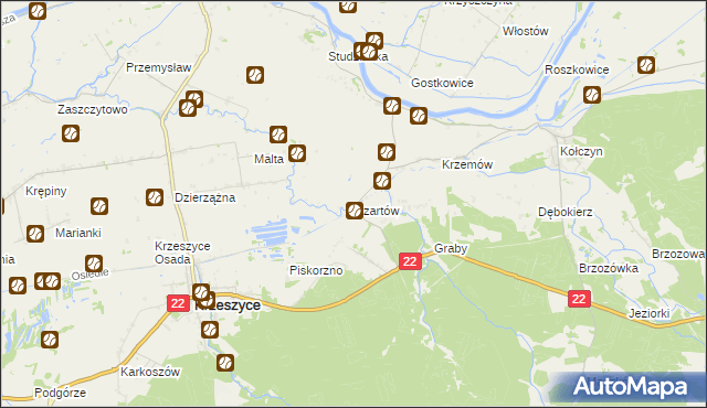 mapa Czartów, Czartów na mapie Targeo