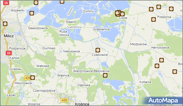 mapa Czatkowice gmina Milicz, Czatkowice gmina Milicz na mapie Targeo