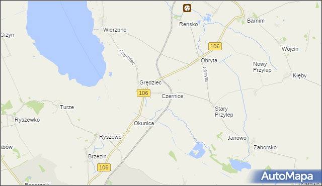 mapa Czernice gmina Pyrzyce, Czernice gmina Pyrzyce na mapie Targeo