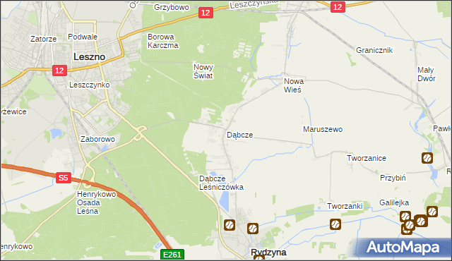 mapa Dąbcze, Dąbcze na mapie Targeo