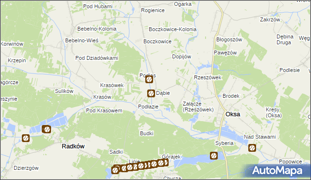 mapa Dąbie gmina Włoszczowa, Dąbie gmina Włoszczowa na mapie Targeo