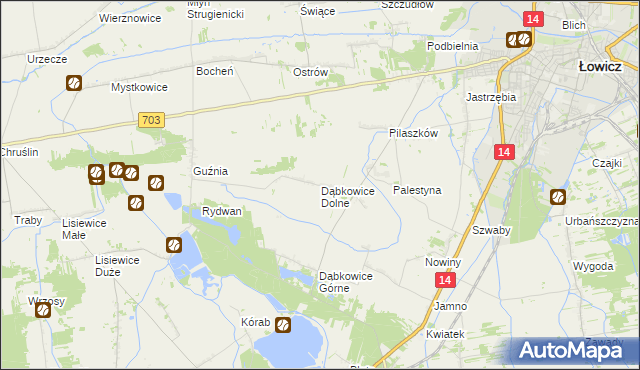 mapa Dąbkowice Dolne, Dąbkowice Dolne na mapie Targeo