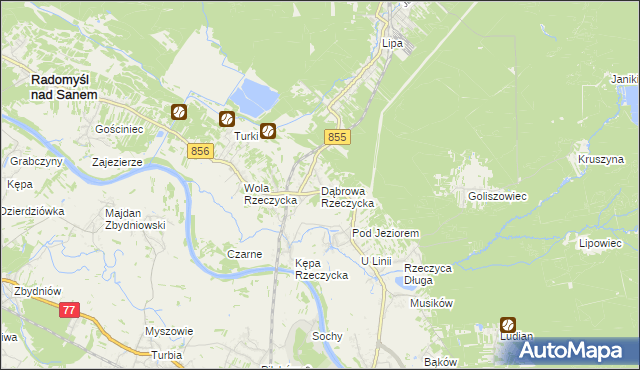 mapa Dąbrowa Rzeczycka, Dąbrowa Rzeczycka na mapie Targeo
