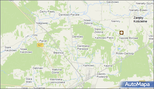 mapa Daniłówka Pierwsza, Daniłówka Pierwsza na mapie Targeo