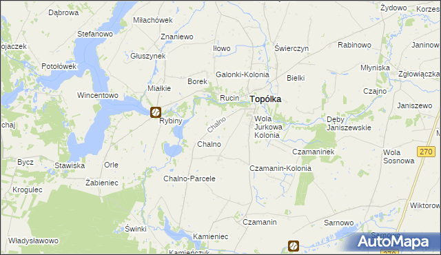 mapa Dębianki gmina Topólka, Dębianki gmina Topólka na mapie Targeo
