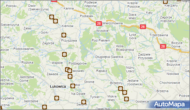 mapa Długołęka-Świerkla, Długołęka-Świerkla na mapie Targeo