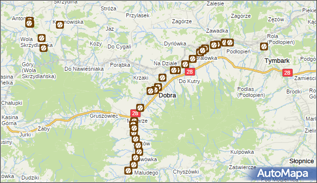 mapa Dobra powiat limanowski, Dobra powiat limanowski na mapie Targeo