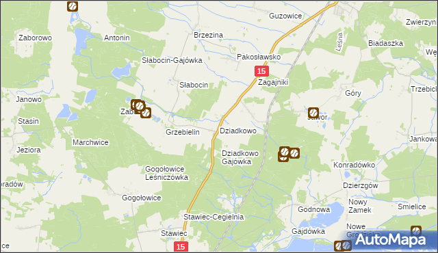 mapa Dziadkowo gmina Cieszków, Dziadkowo gmina Cieszków na mapie Targeo