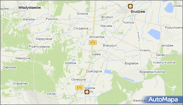mapa Galew gmina Brudzew, Galew gmina Brudzew na mapie Targeo