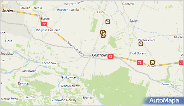 mapa Głuchów powiat skierniewicki, Głuchów powiat skierniewicki na mapie Targeo