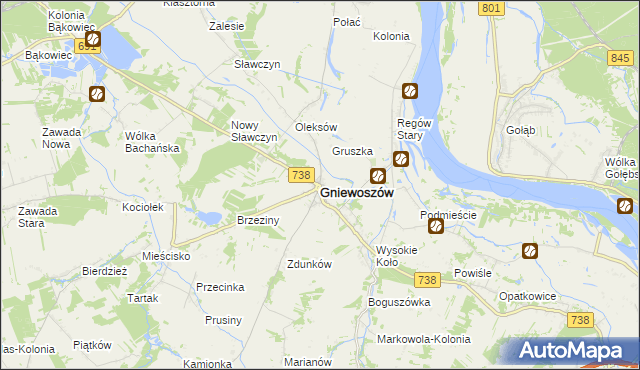 mapa Gniewoszów powiat kozienicki, Gniewoszów powiat kozienicki na mapie Targeo