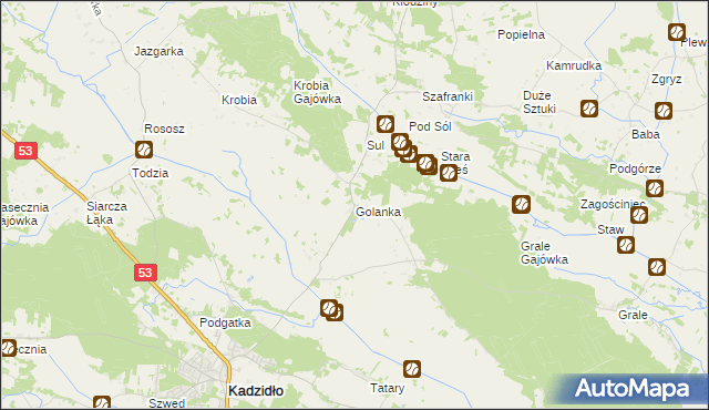 mapa Golanka gmina Kadzidło, Golanka gmina Kadzidło na mapie Targeo