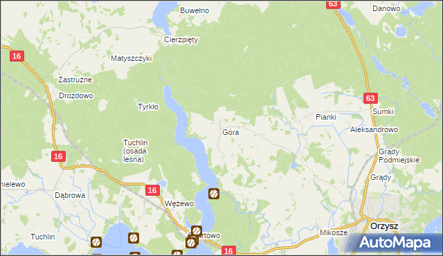 mapa Góra gmina Orzysz, Góra gmina Orzysz na mapie Targeo