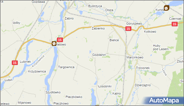 mapa Gozdanin gmina Mogilno, Gozdanin gmina Mogilno na mapie Targeo