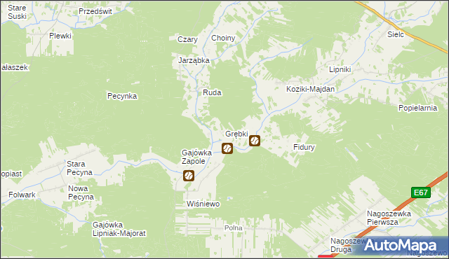 mapa Grębki, Grębki na mapie Targeo