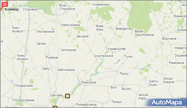 mapa Grzymkowice, Grzymkowice na mapie Targeo