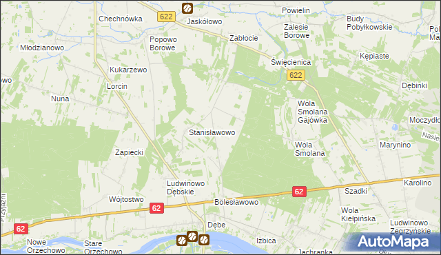 mapa Guty gmina Serock, Guty gmina Serock na mapie Targeo