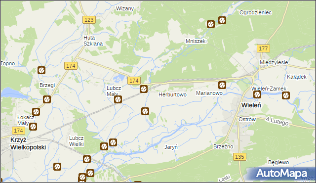 mapa Herburtowo, Herburtowo na mapie Targeo