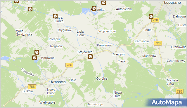 mapa Jakubów gmina Krasocin, Jakubów gmina Krasocin na mapie Targeo