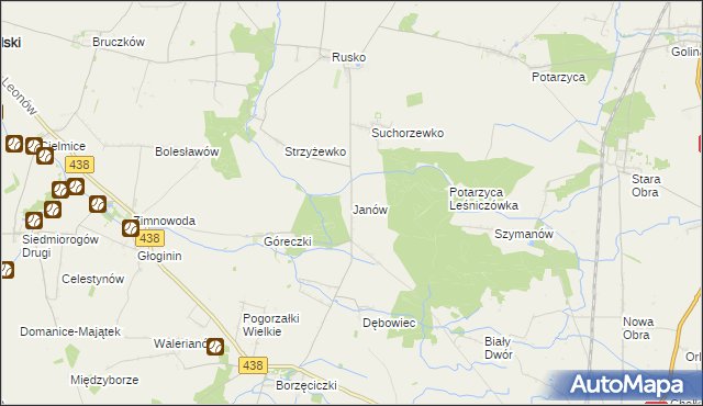 mapa Janów gmina Jaraczewo, Janów gmina Jaraczewo na mapie Targeo