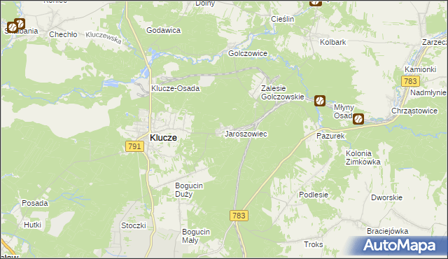 mapa Jaroszowiec, Jaroszowiec na mapie Targeo