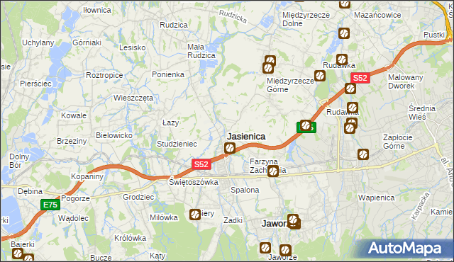 mapa Jasienica powiat bielski, Jasienica powiat bielski na mapie Targeo