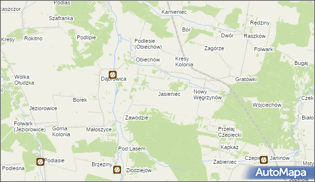 mapa Jasieniec gmina Słupia, Jasieniec gmina Słupia na mapie Targeo