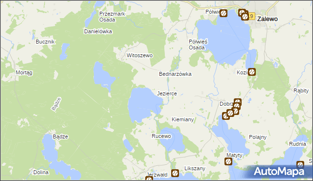 mapa Jezierce gmina Zalewo, Jezierce gmina Zalewo na mapie Targeo