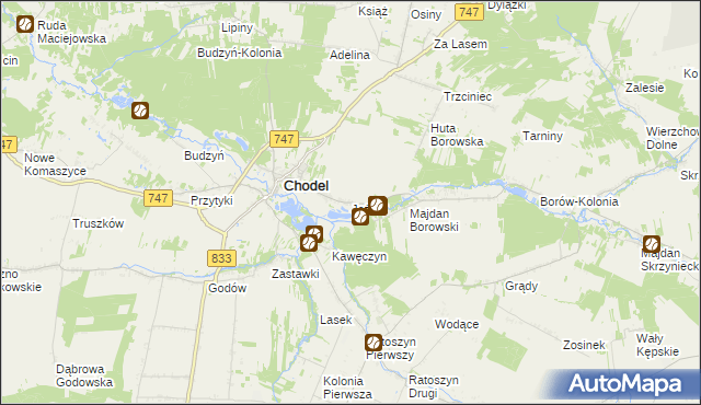 mapa Jeżów gmina Chodel, Jeżów gmina Chodel na mapie Targeo