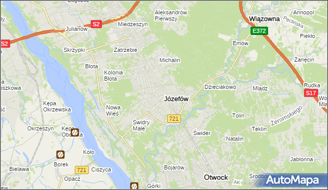 mapa Józefów powiat otwocki, Józefów powiat otwocki na mapie Targeo