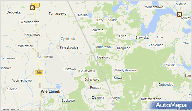 mapa Józefowo gmina Piotrków Kujawski, Józefowo gmina Piotrków Kujawski na mapie Targeo