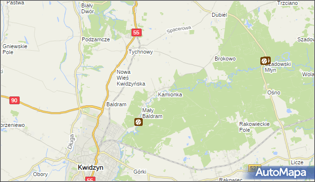 mapa Kamionka gmina Kwidzyn, Kamionka gmina Kwidzyn na mapie Targeo