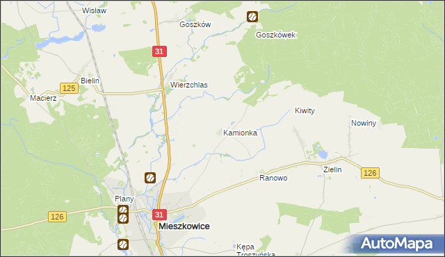 mapa Kamionka gmina Mieszkowice, Kamionka gmina Mieszkowice na mapie Targeo