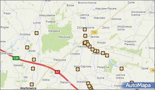 mapa Karkosy, Karkosy na mapie Targeo