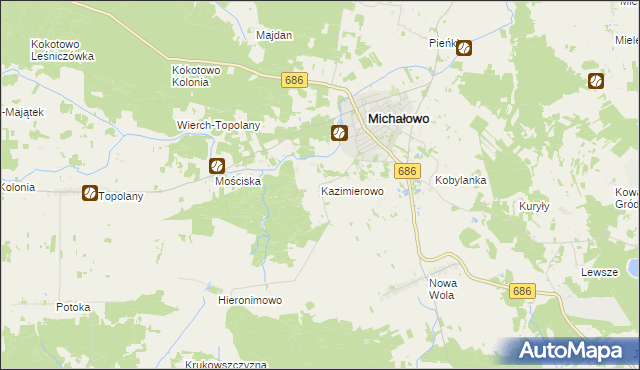 mapa Kazimierowo gmina Michałowo, Kazimierowo gmina Michałowo na mapie Targeo