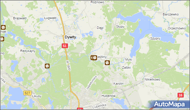 mapa Kieźliny, Kieźliny na mapie Targeo