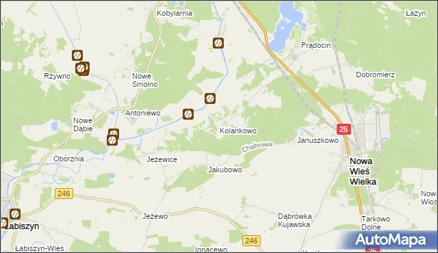 mapa Kolankowo gmina Nowa Wieś Wielka, Kolankowo gmina Nowa Wieś Wielka na mapie Targeo