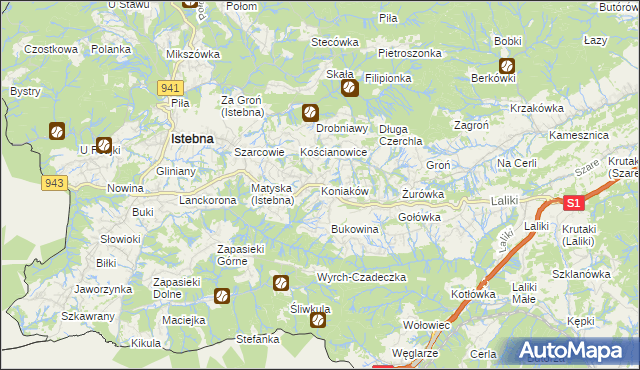 mapa Koniaków, Koniaków na mapie Targeo