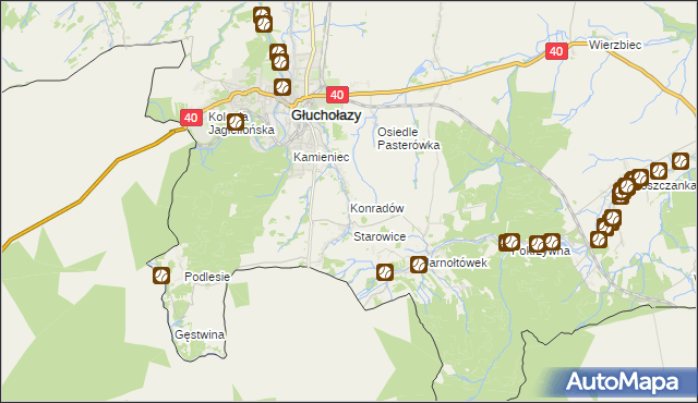 mapa Konradów gmina Głuchołazy, Konradów gmina Głuchołazy na mapie Targeo