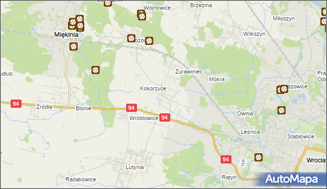 mapa Krępice gmina Miękinia, Krępice gmina Miękinia na mapie Targeo