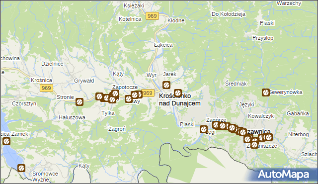 mapa Krościenko nad Dunajcem, Krościenko nad Dunajcem na mapie Targeo