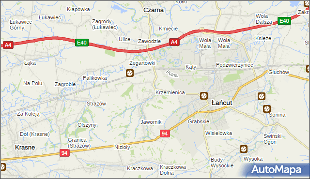 mapa Krzemienica gmina Czarna, Krzemienica gmina Czarna na mapie Targeo