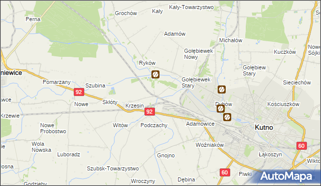 mapa Krzesinówek, Krzesinówek na mapie Targeo